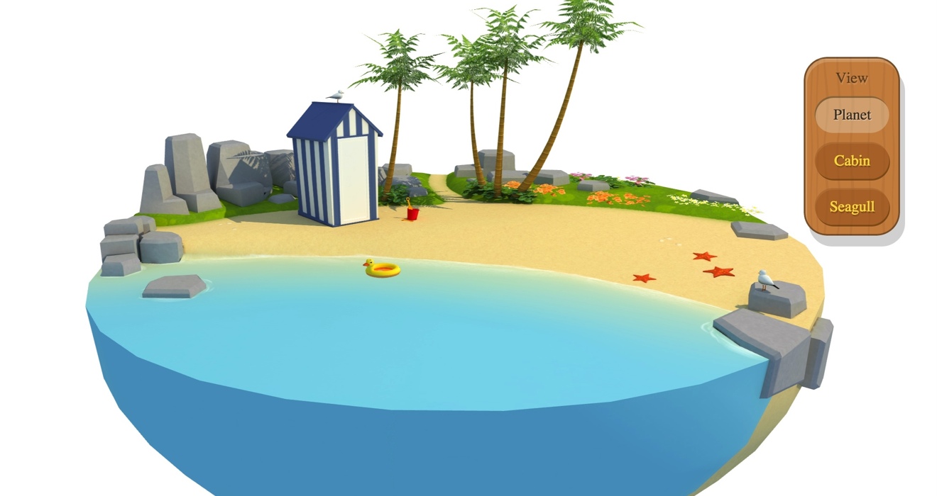 Switching view points in the Beach Planet Mod and WebGL demo.
